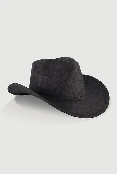 Distressed Faux Leather Cowboy Hat