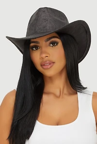 Distressed Faux Leather Cowboy Hat