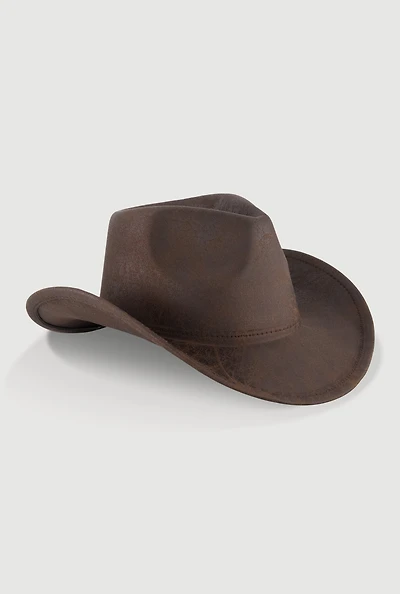 Distressed Faux Leather Cowboy Hat