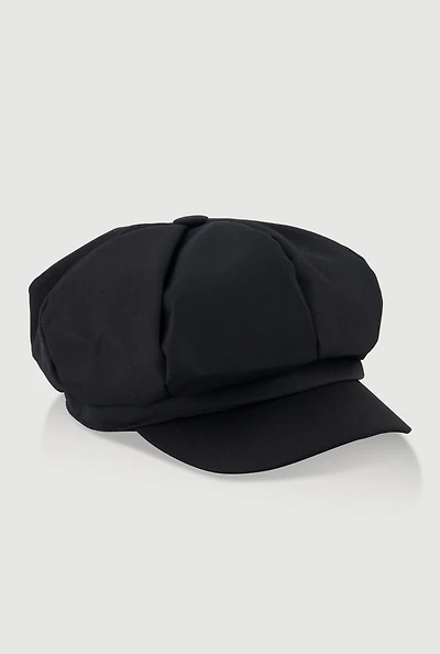 Womens Solid Cabbie Hat, Black