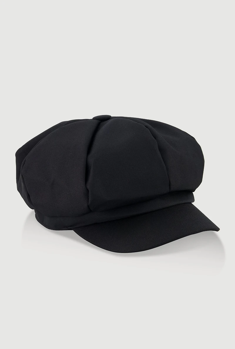 Womens Solid Cabbie Hat, Black