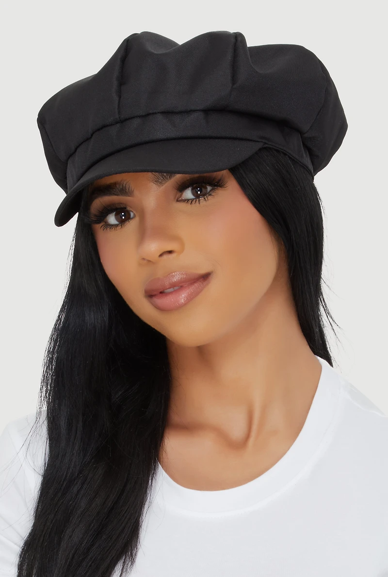 Womens Solid Cabbie Hat, Black
