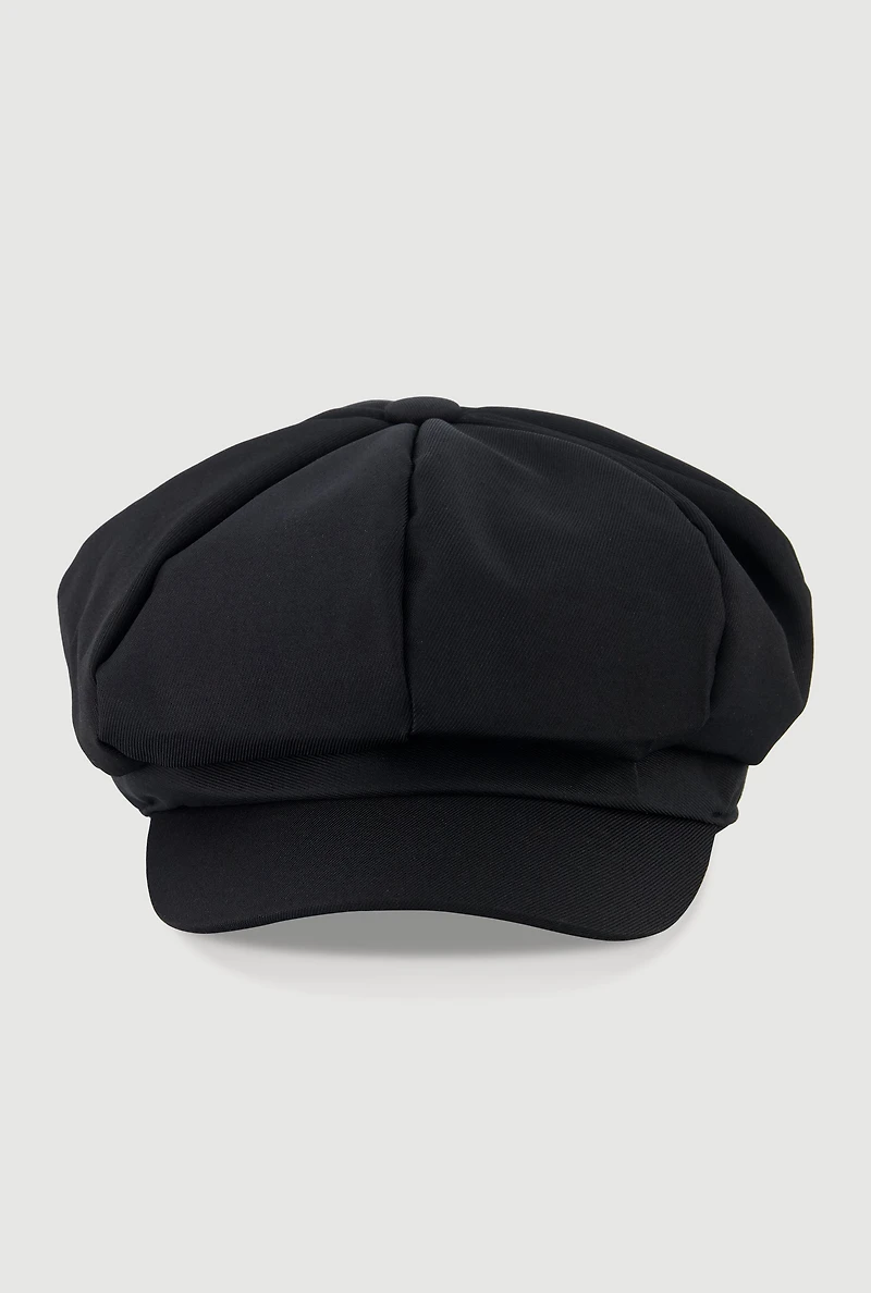Womens Solid Cabbie Hat, Black