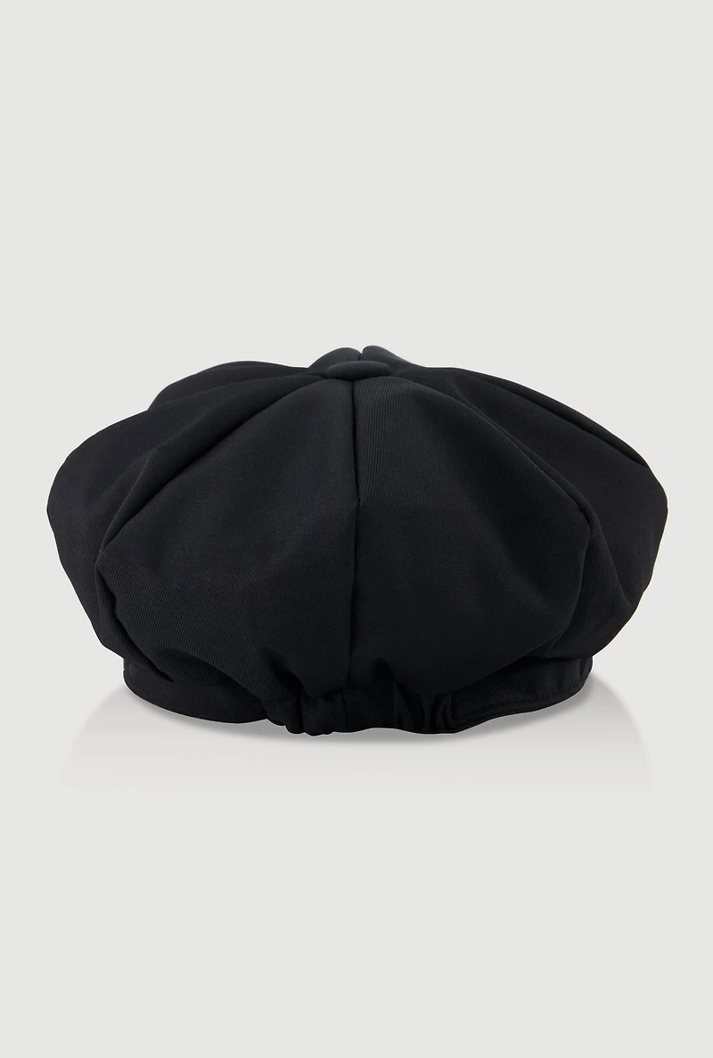 Womens Solid Cabbie Hat, Black