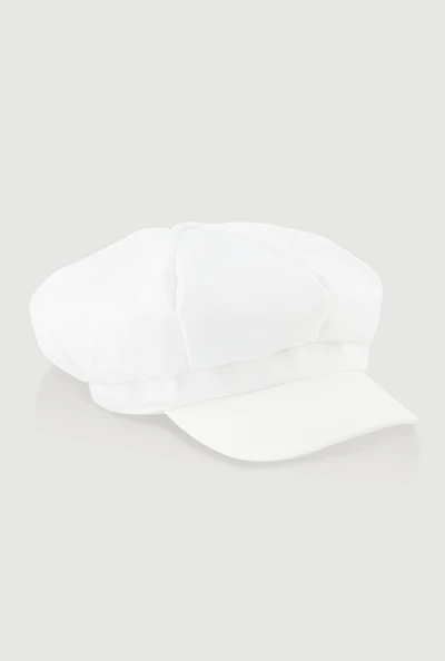 Womens Solid Cabbie Hat, White