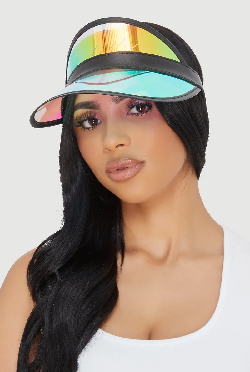 Womens Iridescent Visor, Black