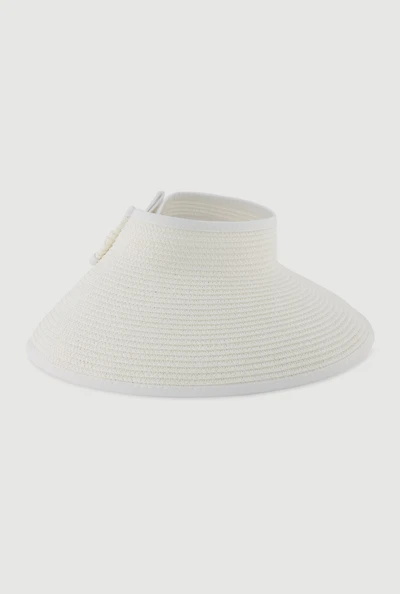 Roll Up Straw Visor with Bow