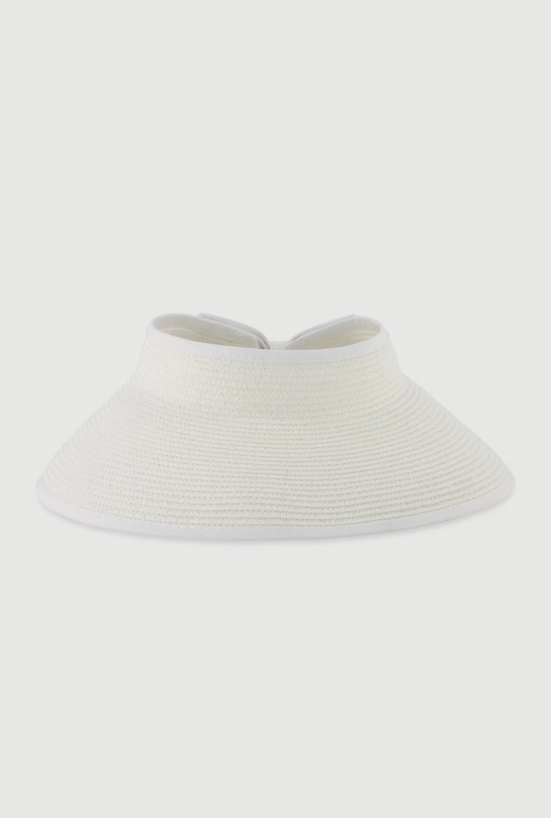 Roll Up Straw Visor with Bow