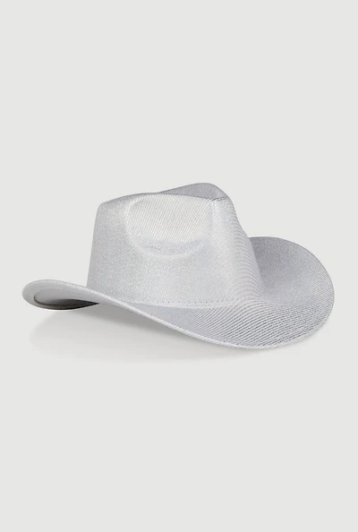 Womens Chic Metallic Cowboy Hat, Silver