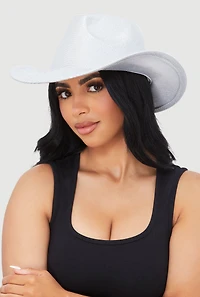 Womens Chic Metallic Cowboy Hat, Silver