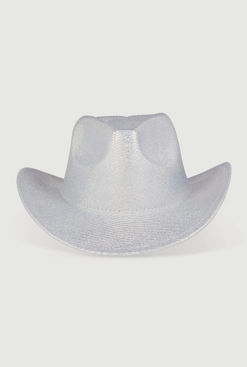 Womens Chic Metallic Cowboy Hat, Silver