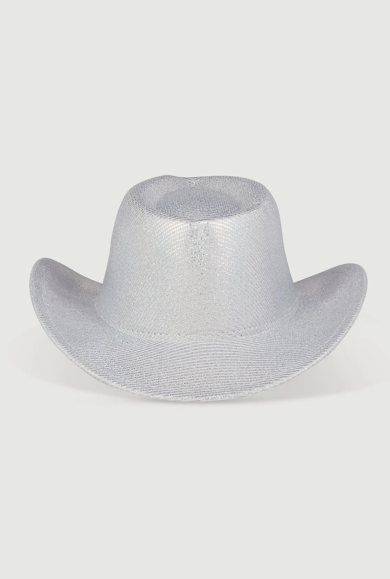 Womens Chic Metallic Cowboy Hat, Silver
