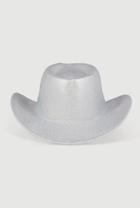 Womens Chic Metallic Cowboy Hat, Silver