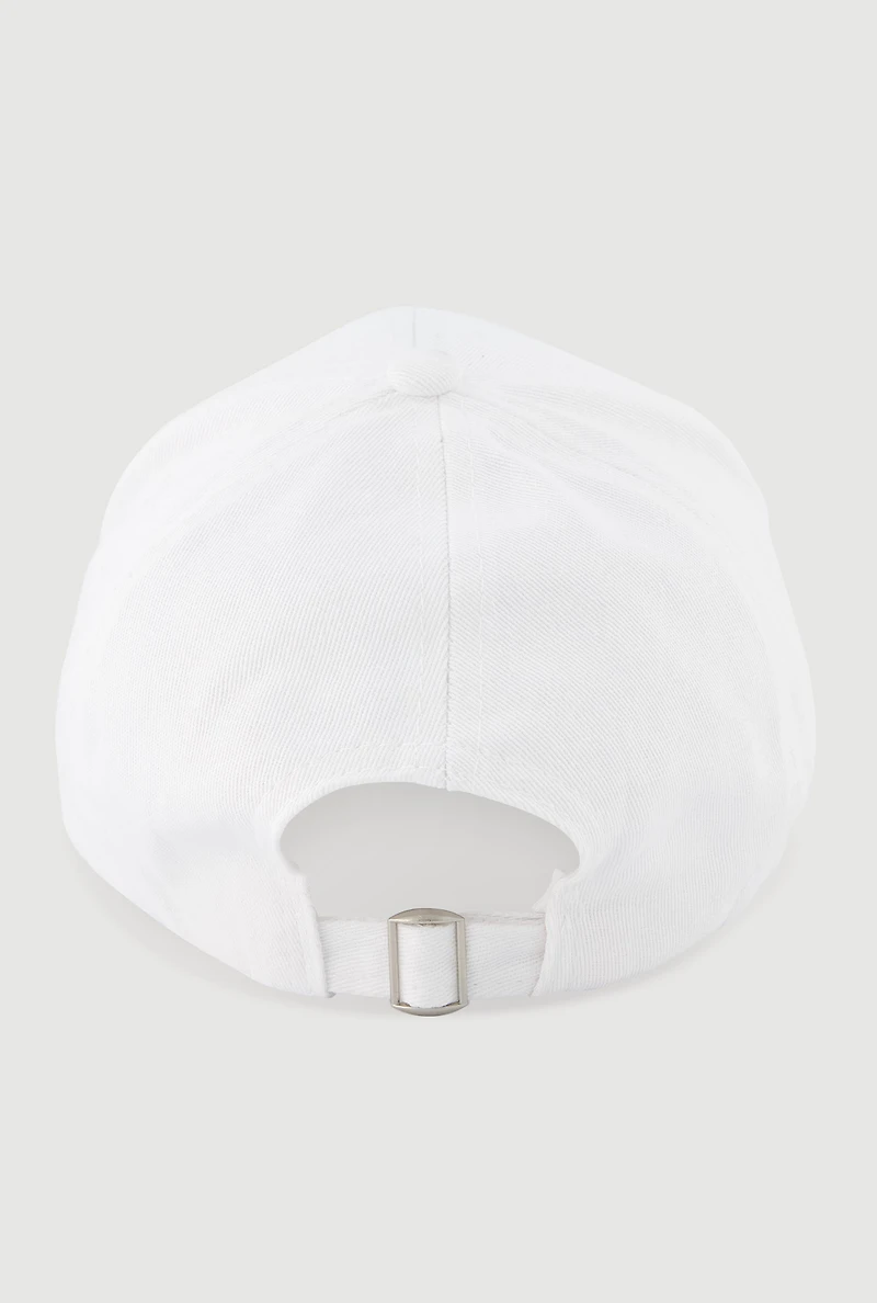 Womens Sparkling Rhinestone Baseball Cap, White
