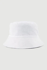 Womens Trendy Terry Cloth Bucket Hat, White