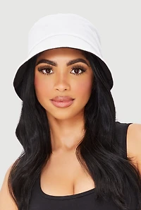 Womens Trendy Terry Cloth Bucket Hat, White