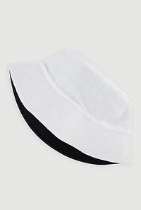 Womens Trendy Terry Cloth Bucket Hat, White