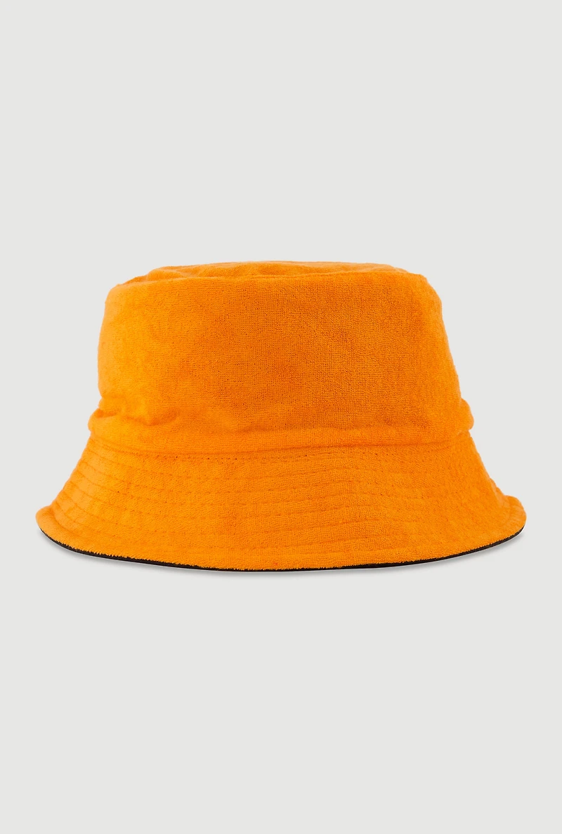 Womens Trendy Terry Cloth Bucket Hat, Orange