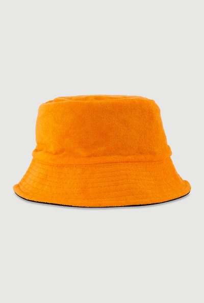 Womens Trendy Terry Cloth Bucket Hat, Orange