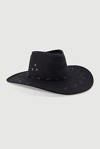 Womens Stylish Lace Up Cowboy Hat, Black