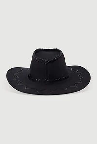 Womens Stylish Lace Up Cowboy Hat, Black