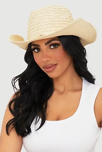 Beaded Straw Cowboy Hat