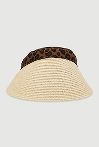 Straw Visor with Leopard Print Band