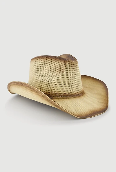 Womens Contrast Trim Woven Cowboy Hat, Multi