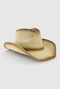 Womens Contrast Trim Woven Cowboy Hat, Multi