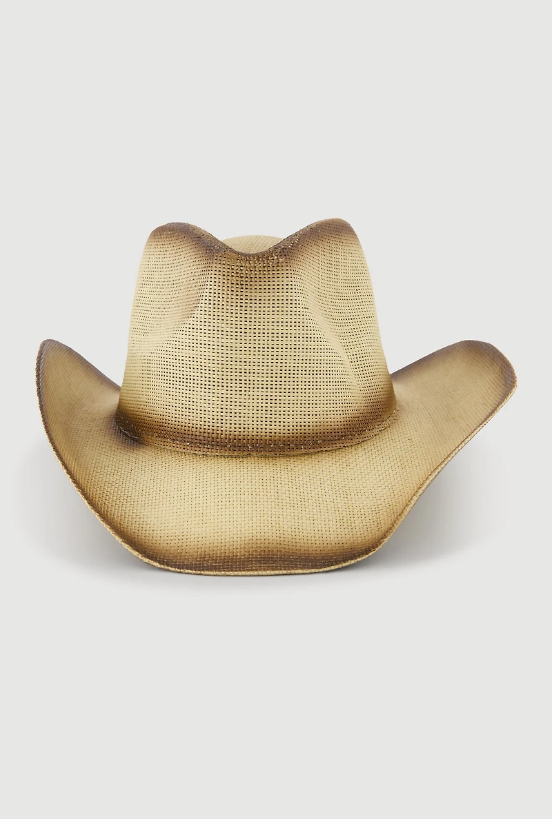 Womens Contrast Trim Woven Cowboy Hat, Multi