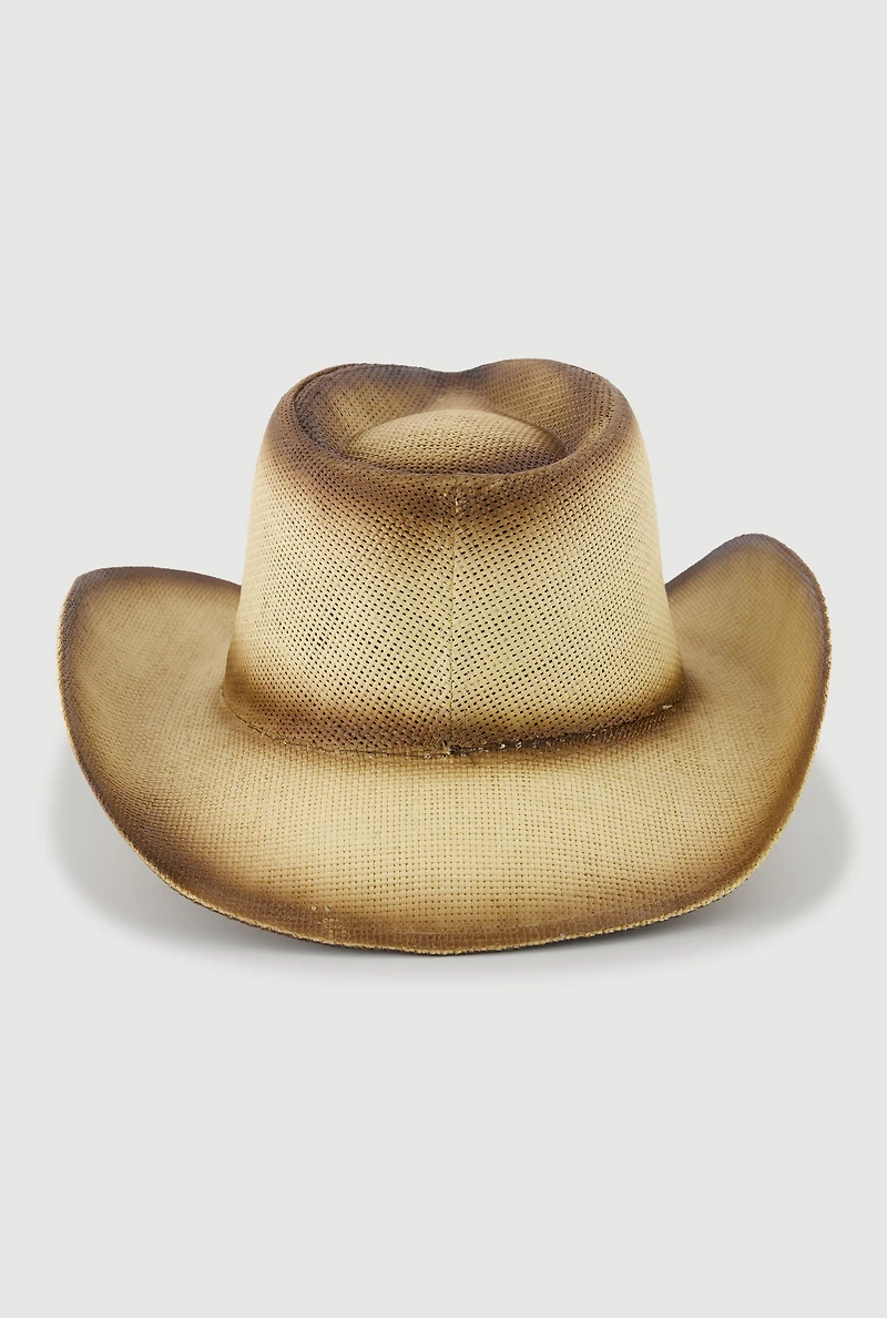 Womens Contrast Trim Woven Cowboy Hat, Multi