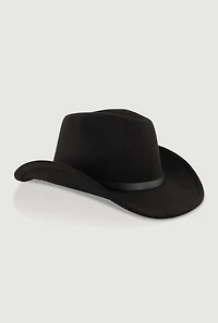 Metallic Detail Hatband Faux Suede Cowboy Hat