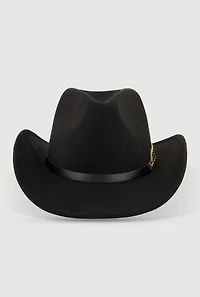 Womens Metallic Detail Hatband Faux Suede Cowboy Hat,