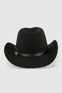 Metallic Detail Hatband Faux Suede Cowboy Hat