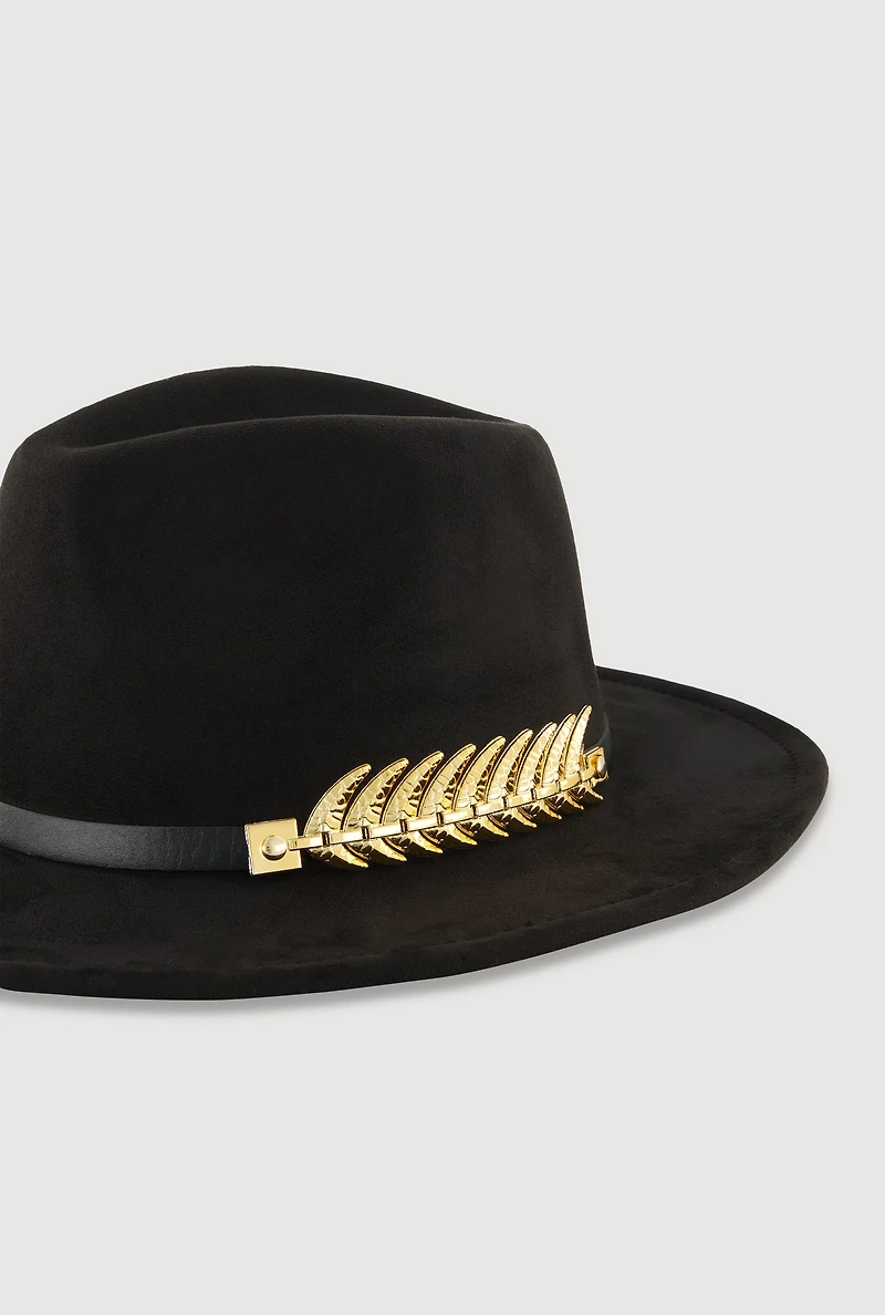 Womens Metallic Detail Hatband Faux Suede Cowboy Hat,