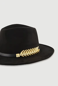 Womens Metallic Detail Hatband Faux Suede Cowboy Hat,