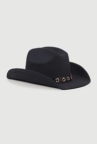 Grommet Belt Detail Brushed Felt Cowboy Hat