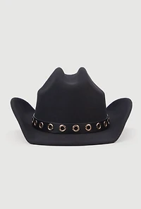 Grommet Belt Detail Brushed Felt Cowboy Hat