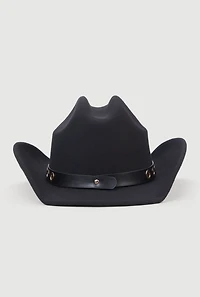 Grommet Belt Detail Brushed Felt Cowboy Hat