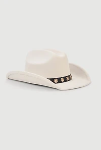 Grommet Belt Detail Brushed Felt Cowboy Hat