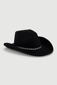 Rhinestone Trim Brushed Felt Cowboy Hat