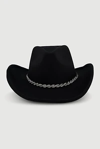 Rhinestone Trim Brushed Felt Cowboy Hat