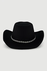 Rhinestone Trim Brushed Felt Cowboy Hat