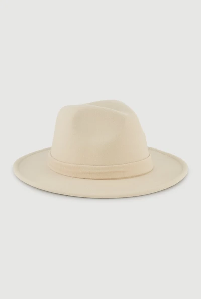 Womens Brushed Felt Panama Hat, Beige
