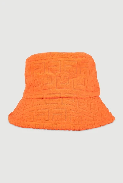 Womens Greek Key Patterned Bucket Hat, Orange