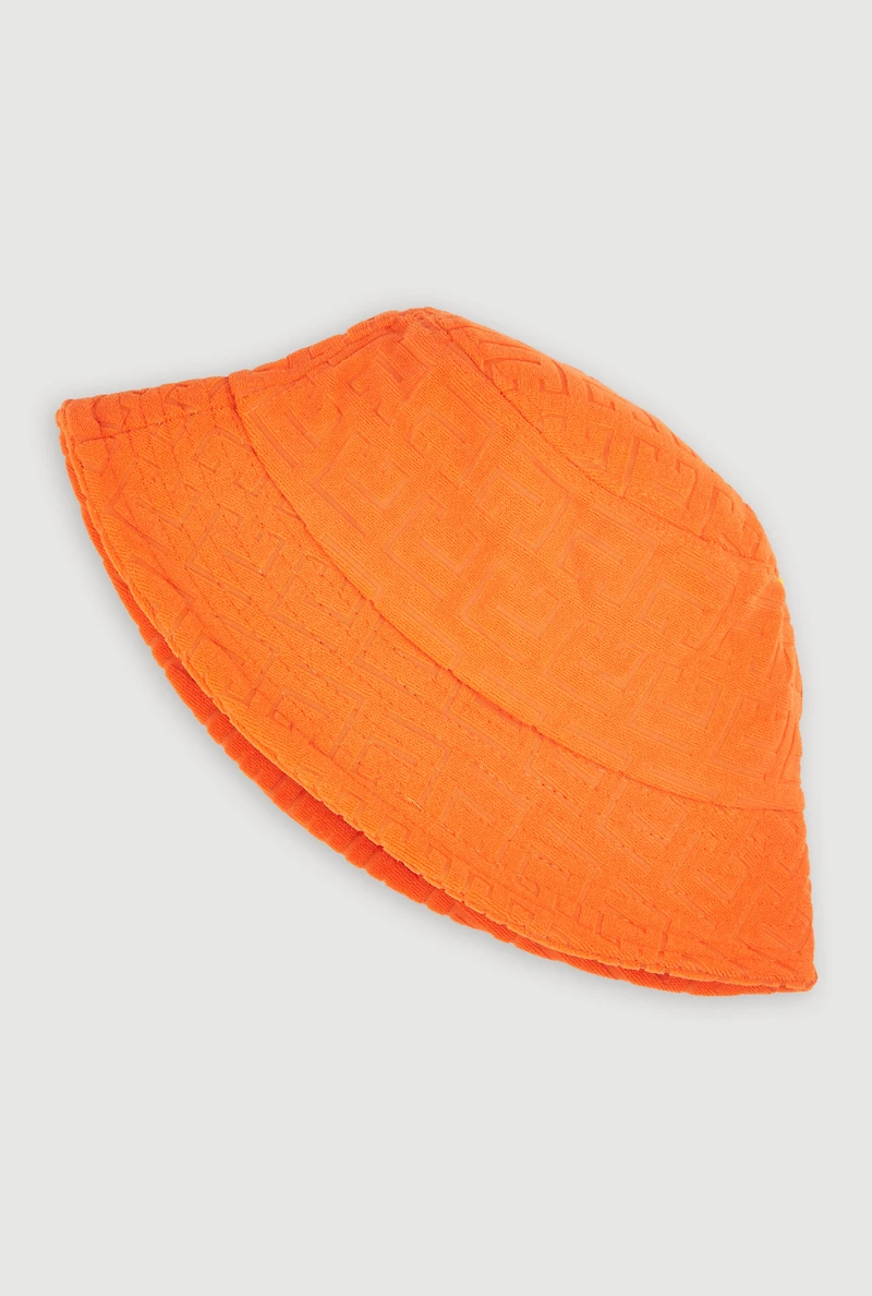 Womens Greek Key Patterned Bucket Hat, Orange