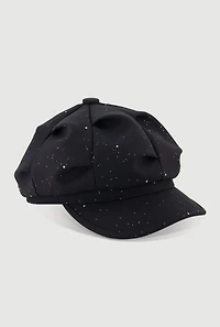 Womens Stylish Glitter Cabbie Hat, Black