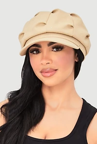 Womens Stylish Glitter Cabbie Hat, Beige