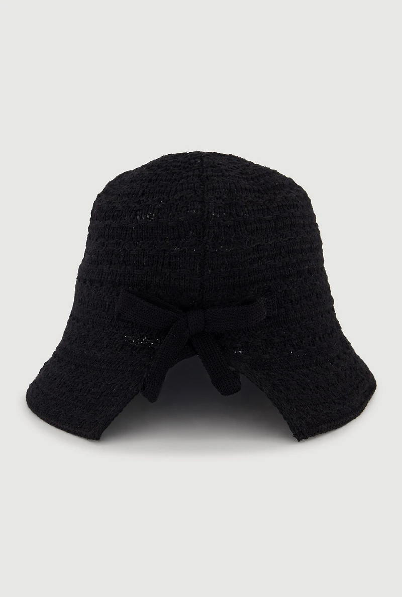 Bow Detail Crochet Bucket Hat
