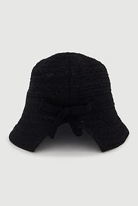 Bow Detail Crochet Bucket Hat